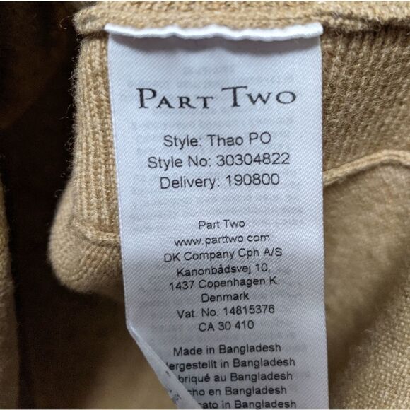 PART TWO 100% Wool Tan Mock Neck Poncho Sweater S/M - Picture 4 of 7